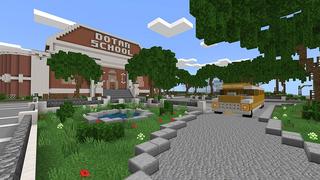 Screenshot of the Minecraft Bedrock Marketplace product Superhero City created by Mineplex.