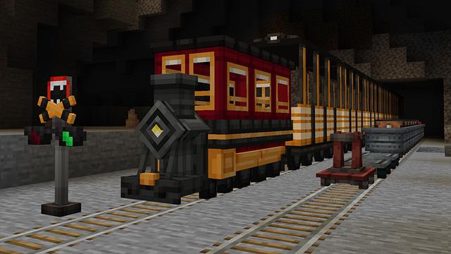 Screenshot of the Minecraft Bedrock Marketplace product Minecarts created by Novasoft.
