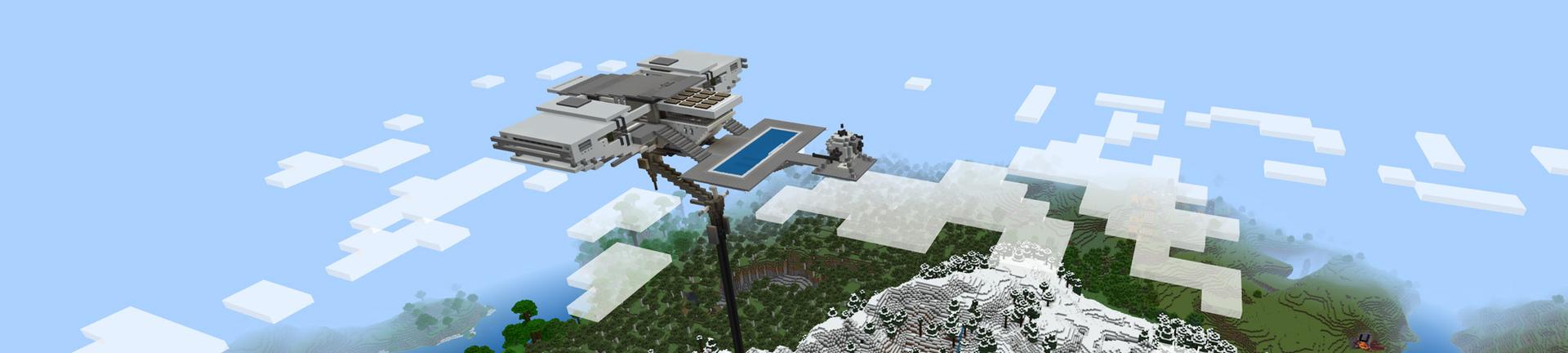Panorama of the Minecraft Bedrock Marketplace product Modern Sky Base! created by Minty.