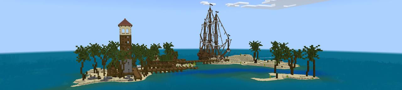 Panorama of the Minecraft Bedrock Marketplace product Shipwreck Survival created by Minty.