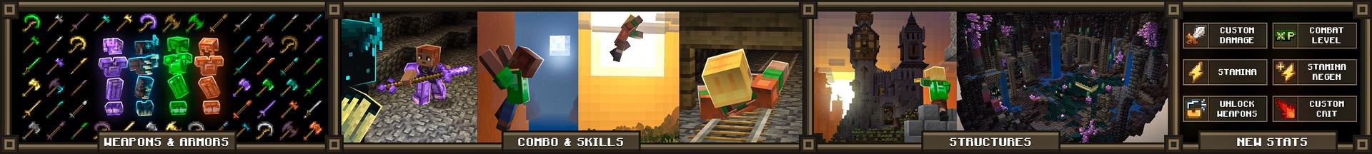 Panorama of the Minecraft Bedrock Marketplace product Combat Expansion created by Misfits.