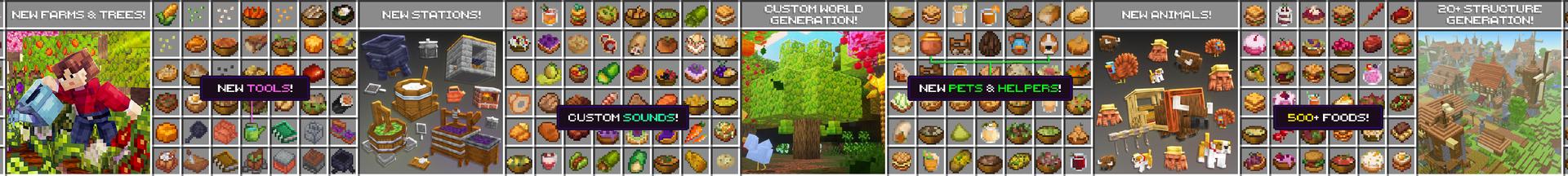 Panorama of the Minecraft Bedrock Marketplace product Farms + Foods created by Misfits.