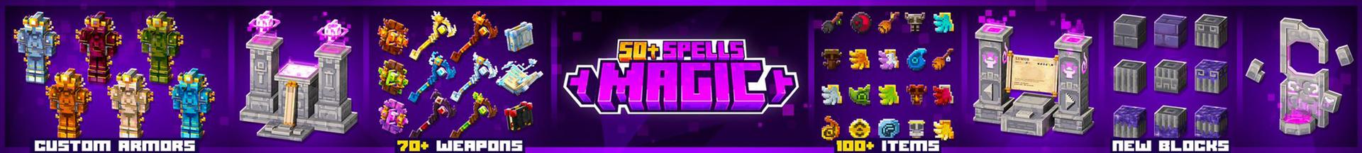 Panorama of the Minecraft Bedrock Marketplace product Magic Add-On created by Misfits.