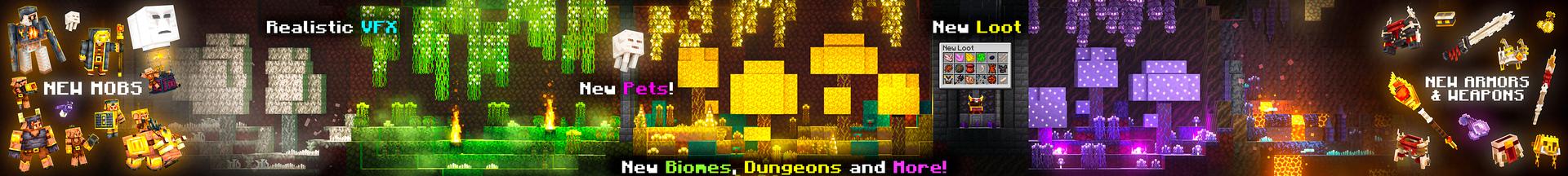 Panorama of the Minecraft Bedrock Marketplace product Nether Expansion Add-On created by Misfits.