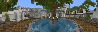 Panorama of the Minecraft Bedrock Marketplace product Cliffside Millionaire Mansion created by Mob Pie.