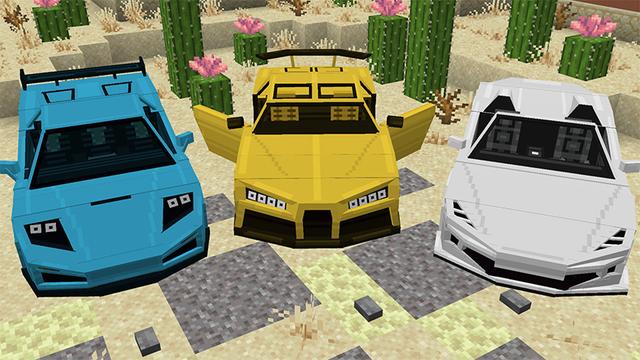 Screenshot of the Minecraft Bedrock Marketplace product Luxury Cars Add-On created by Mob Pie.
