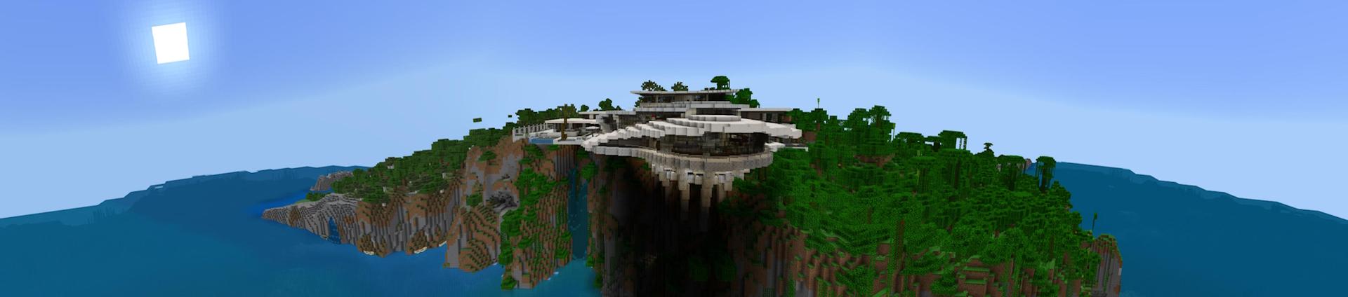 Panorama of the Minecraft Bedrock Marketplace product Millionaire Cliffside Mansion created by Mob Pie.
