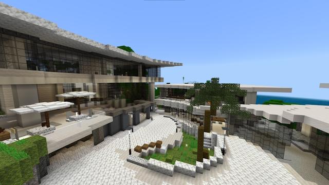 Screenshot of the Minecraft Bedrock Marketplace product Millionaire Cliffside Mansion created by Mob Pie.