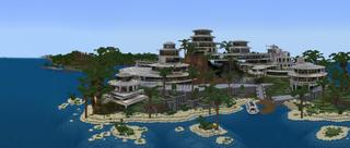 Panorama of the Minecraft Bedrock Marketplace product Millionaire Island Resort created by Mob Pie.