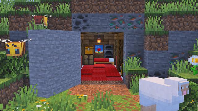 Screenshot of the Minecraft Bedrock Marketplace product Secret Doors Add-On created by Mob Pie.