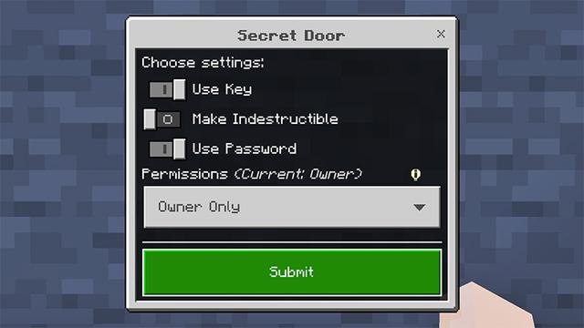 Screenshot of the Minecraft Bedrock Marketplace product Secret Doors Add-On created by Mob Pie.