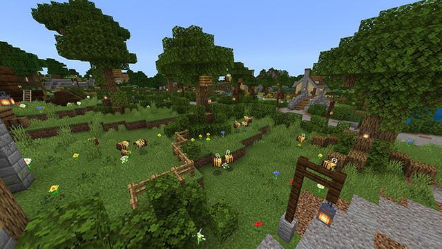 Screenshot of the Minecraft Bedrock Marketplace product Bees Paradise created by MobBlocks.