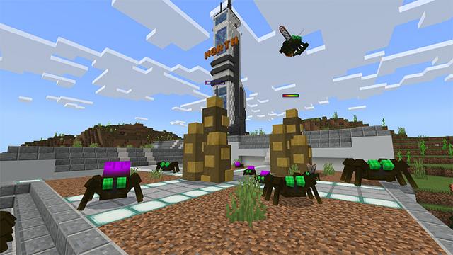 Screenshot of the Minecraft Bedrock Marketplace product Bug Attack created by MobBlocks.