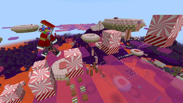 Screenshot of the Minecraft Bedrock Marketplace product Candy Blast Parkour created by MobBlocks.