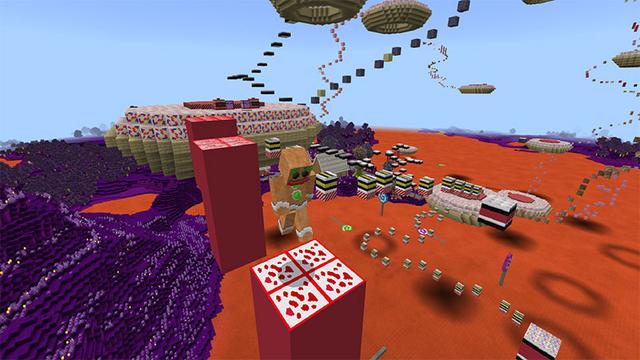 Screenshot of the Minecraft Bedrock Marketplace product Candy Blast Parkour created by MobBlocks.