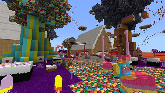 Screenshot of the Minecraft Bedrock Marketplace product Candy Blast Parkour created by MobBlocks.