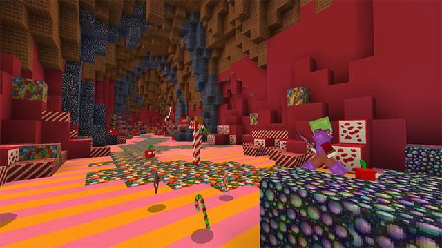 Screenshot of the Minecraft Bedrock Marketplace product Candy Blast Parkour created by MobBlocks.
