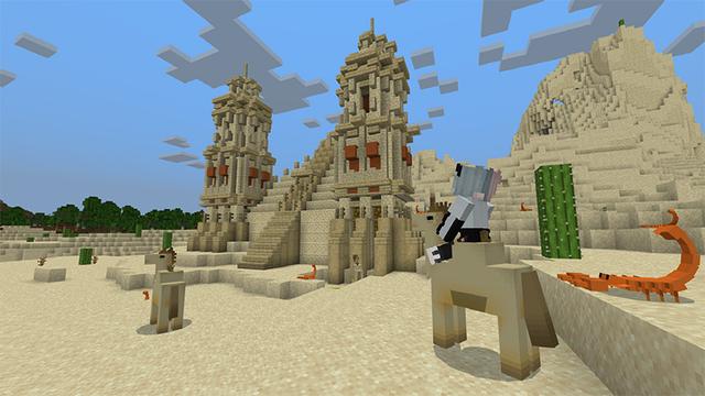 Screenshot of the Minecraft Bedrock Marketplace product Desert+ created by MobBlocks.