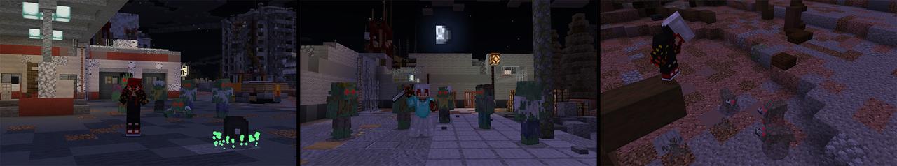 Panorama of the Minecraft Bedrock Marketplace product Extreme Zombies created by MobBlocks.