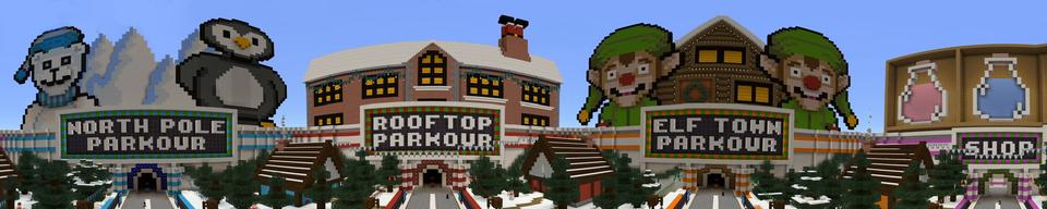 Panorama of the Minecraft Bedrock Marketplace product Festive Parkour created by MobBlocks.