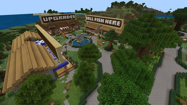 Screenshot of the Minecraft Bedrock Marketplace product Fishing Island created by MobBlocks.