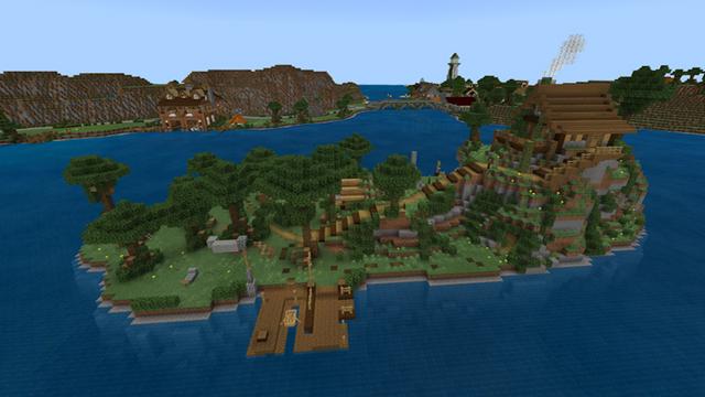 Screenshot of the Minecraft Bedrock Marketplace product Fishing Island created by MobBlocks.