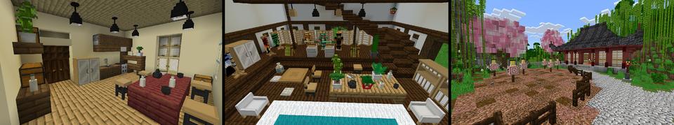 Panorama of the Minecraft Bedrock Marketplace product FURNITURE SAKURA created by MobBlocks.