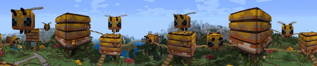 Panorama of the Minecraft Bedrock Marketplace product How to Live Inside a Bee? created by MobBlocks.