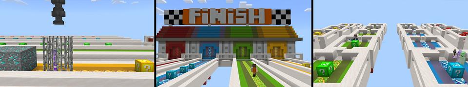 Panorama of the Minecraft Bedrock Marketplace product Lucky Block Race created by MobBlocks.