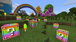 Screenshot of the Minecraft Bedrock Marketplace product Lucky Block Rainbows created by MobBlocks.