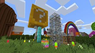 Screenshot of the Minecraft Bedrock Marketplace product Lucky Block Rainbows created by MobBlocks.