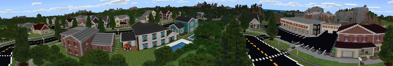 Panorama of the Minecraft Bedrock Marketplace product Millionaire Row created by MobBlocks.