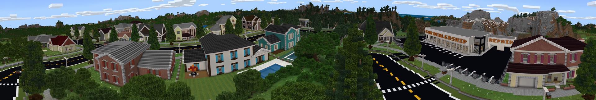 Panorama of the Minecraft Bedrock Marketplace product Millionaire Row created by MobBlocks.