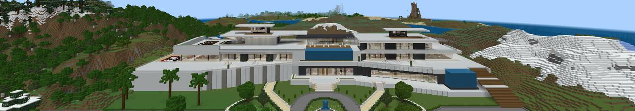 Panorama of the Minecraft Bedrock Marketplace product Modern Mansion created by MobBlocks.