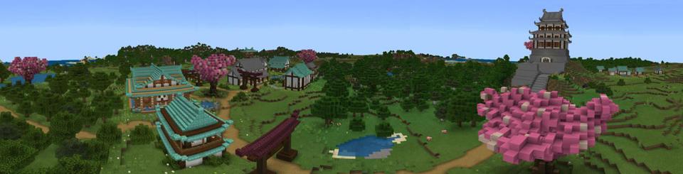 Panorama of the Minecraft Bedrock Marketplace product Ninja Village created by MobBlocks.