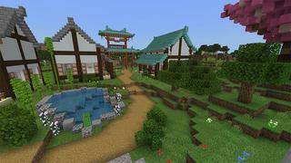 Screenshot of the Minecraft Bedrock Marketplace product Ninja Village created by MobBlocks.