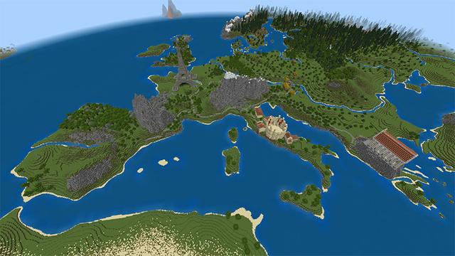 Screenshot of the Minecraft Bedrock Marketplace product Our Earth: Europe created by MobBlocks.