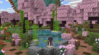 Screenshot of the Minecraft Bedrock Marketplace product Pink Village created by MobBlocks.
