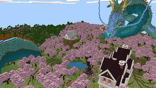 Screenshot of the Minecraft Bedrock Marketplace product Pink Village created by MobBlocks.