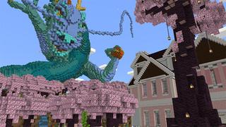 Screenshot of the Minecraft Bedrock Marketplace product Pink Village created by MobBlocks.