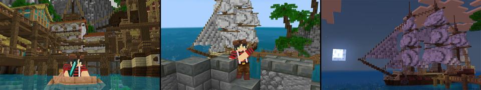 Panorama of the Minecraft Bedrock Marketplace product Pirate Base created by MobBlocks.