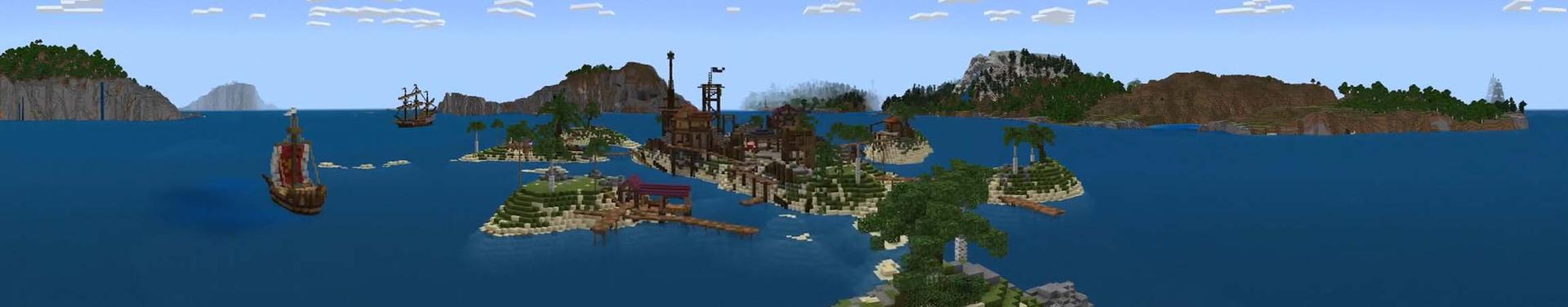 Panorama of the Minecraft Bedrock Marketplace product Pirate Island created by MobBlocks.