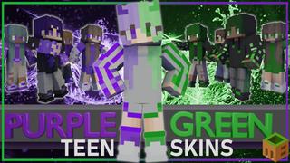 Thumbnail of the Minecraft Bedrock Marketplace product Purple vs Green Teen Skins created by MobBlocks.