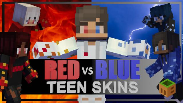 Thumbnail of the Minecraft Bedrock Marketplace product Red Vs Blue Teen Skins created by MobBlocks.