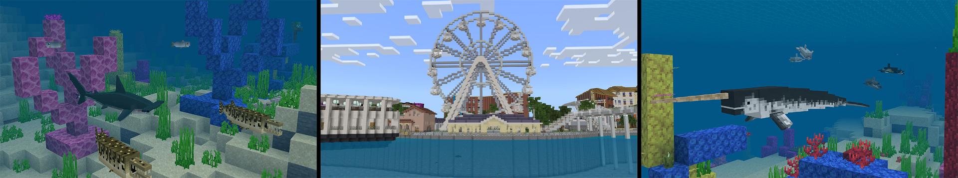 Panorama of the Minecraft Bedrock Marketplace product Sea Life Island created by MobBlocks.