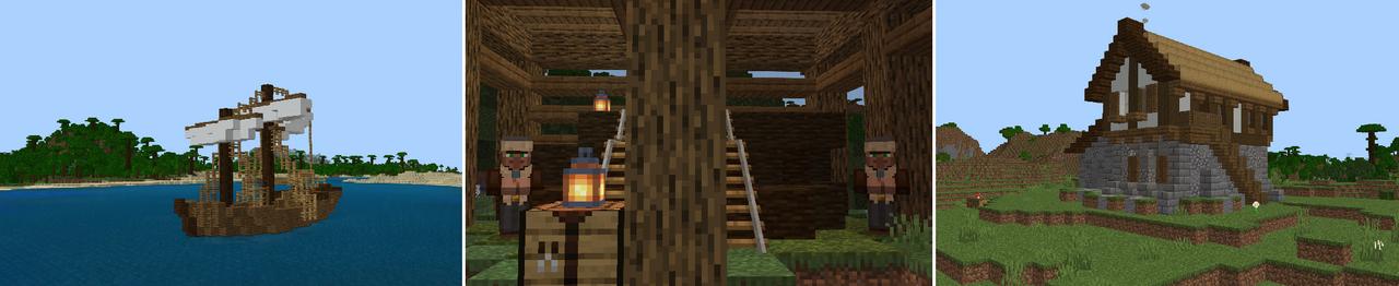Panorama of the Minecraft Bedrock Marketplace product Traders + created by MobBlocks.