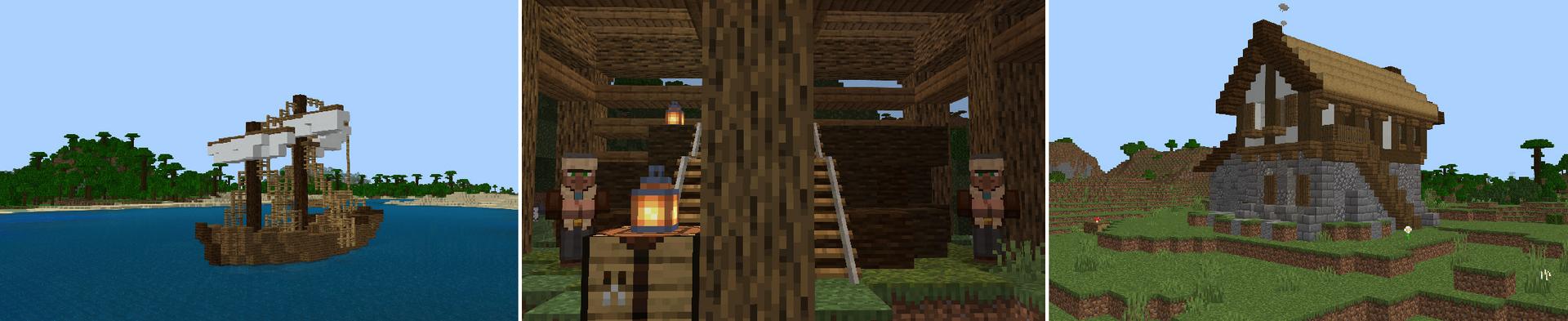 Panorama of the Minecraft Bedrock Marketplace product Traders + created by MobBlocks.