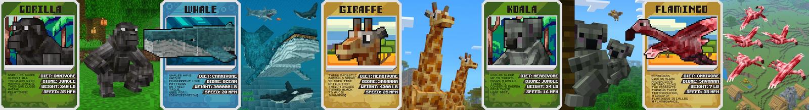 Panorama of the Minecraft Bedrock Marketplace product Animals Add-On created by Mod Block.