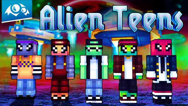 Thumbnail of the Minecraft Bedrock Marketplace product Alien Teens created by Monster Egg Studios.