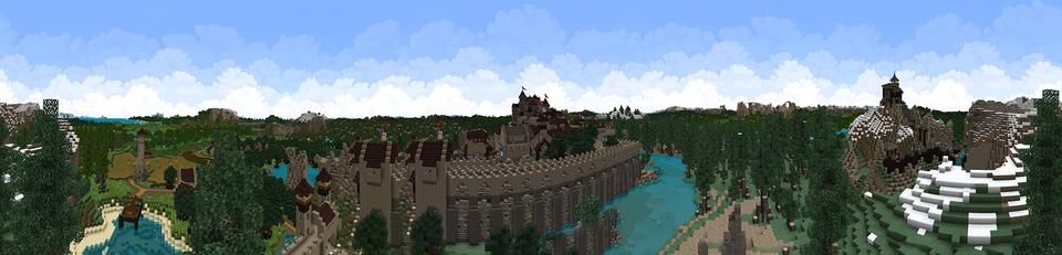 Panorama of the Minecraft Bedrock Marketplace product Faction Wars: Midtown created by Monster Egg Studios.